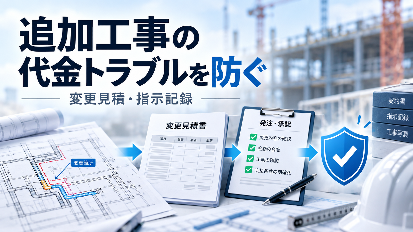 追加工事の代金トラブルを防ぐには？変更見積・指示記録の残し方