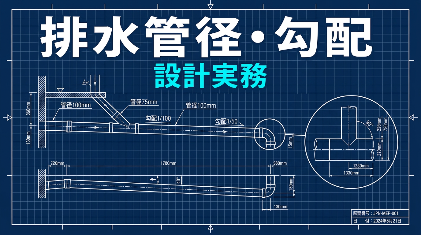 排水管径と勾配の決め方｜排水負荷単位法・流速・配管ルート計画の実務
