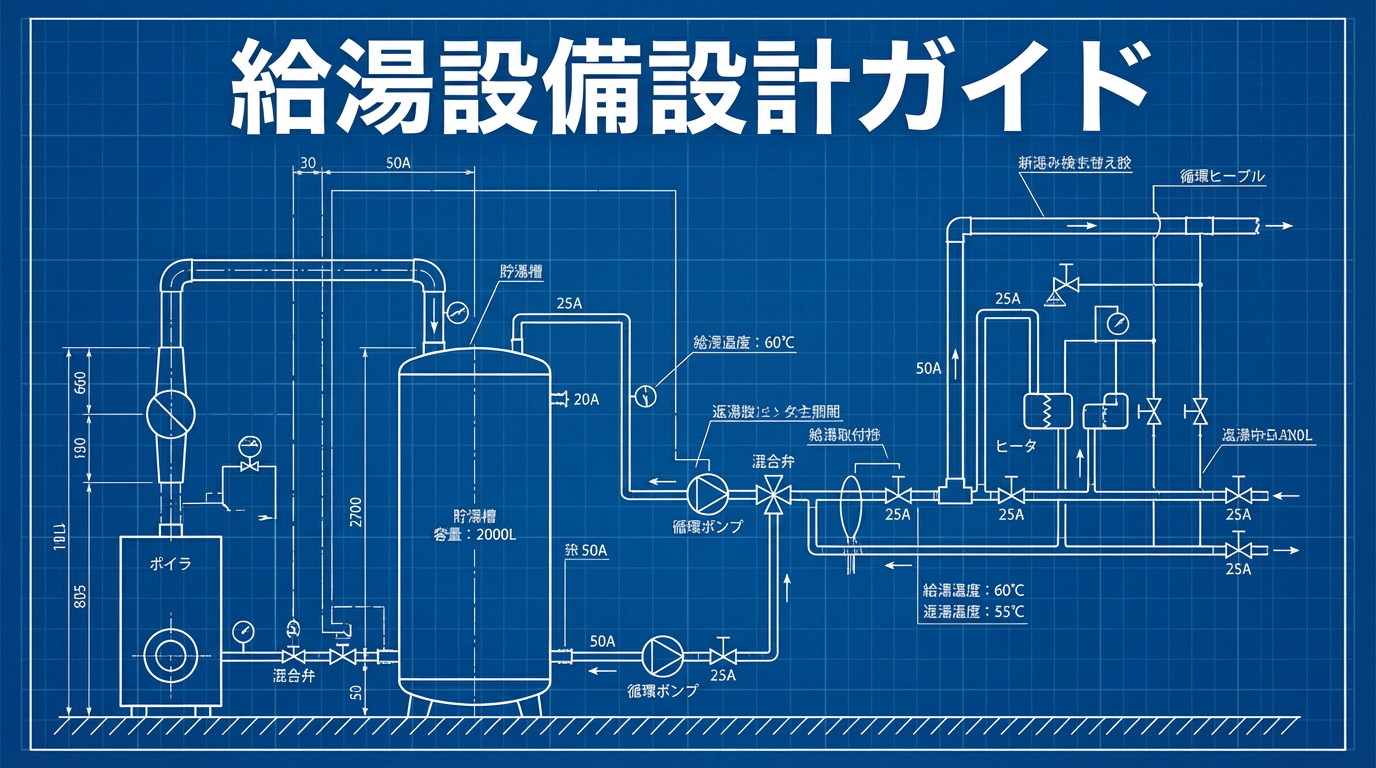 給湯設備の設計ガイド｜中央式・局所式の選定・貯湯量と加熱能力の算定・レジオネラ菌対策を徹底解説