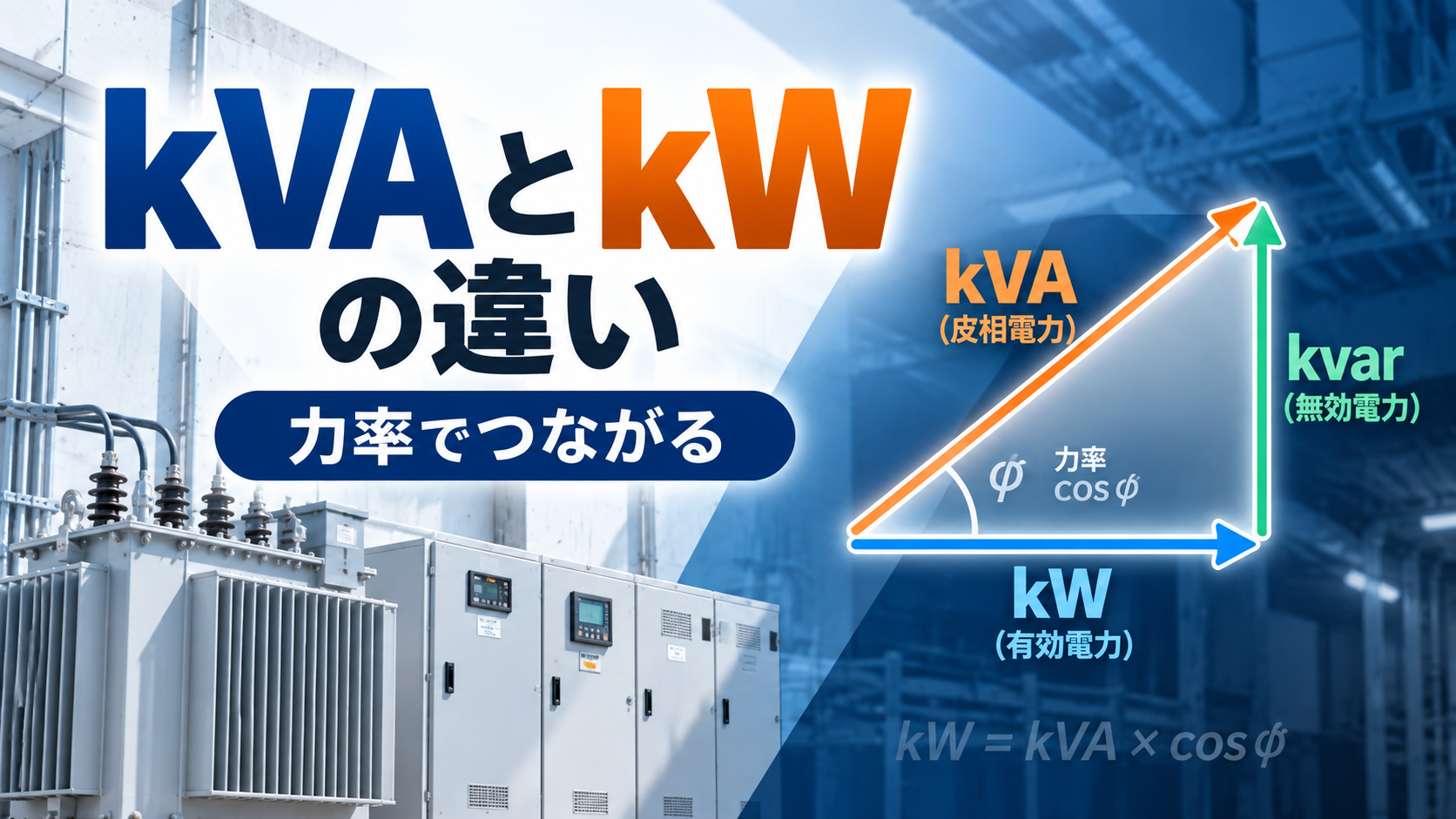 kVA・kW・VA・Wの違い|力率を使った換算と設備容量の読み方