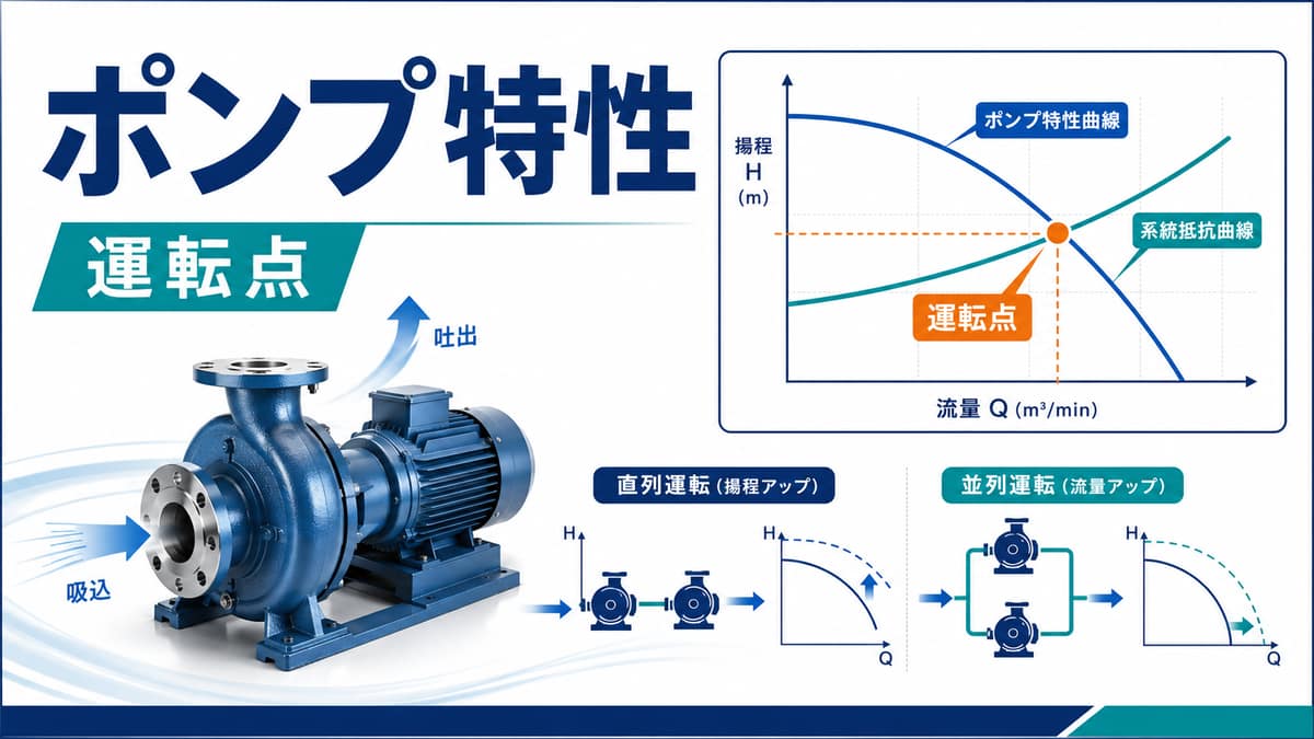ポンプの選定と揚程計算|全揚程の求め方・流量・NPSHと搬送動力を解説