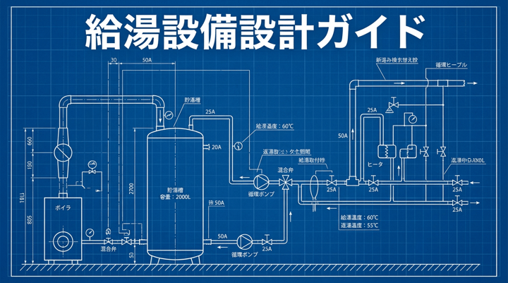 給湯設備の設計ガイド|中央式・局所式の選定・貯湯量と加熱能力の算定・レジオネラ菌対策を徹底解説