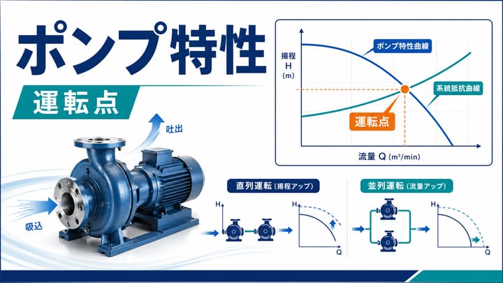 ポンプの選定と揚程計算｜全揚程の求め方・流量・NPSHと搬送動力を解説
